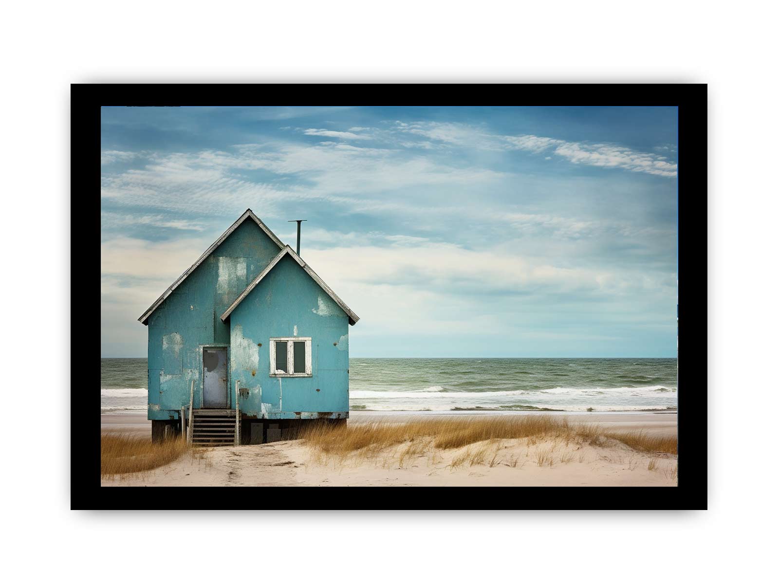 Bluehouse At The Beach Canvas Print