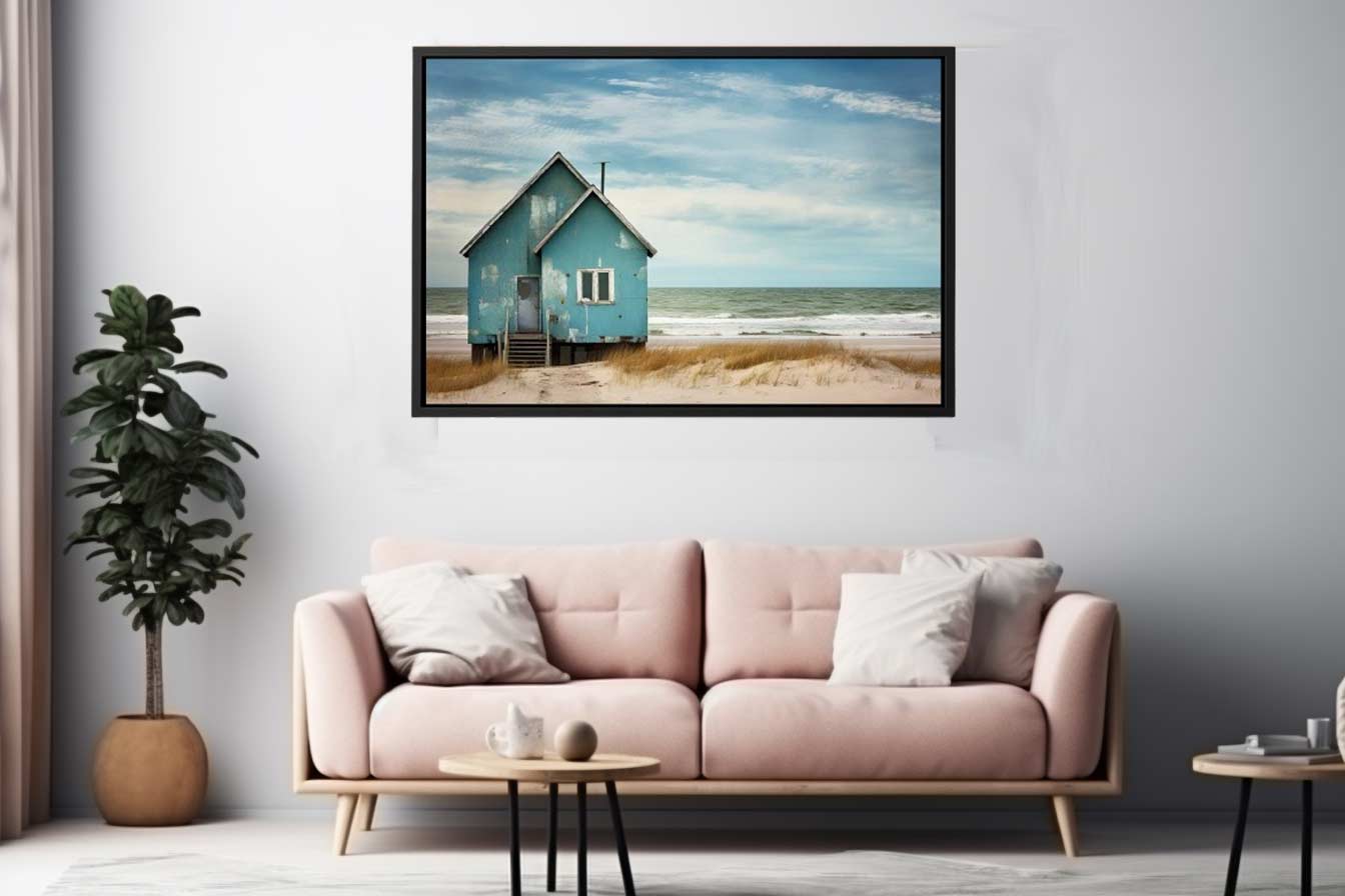 Bluehouse At The Beach Canvas Print