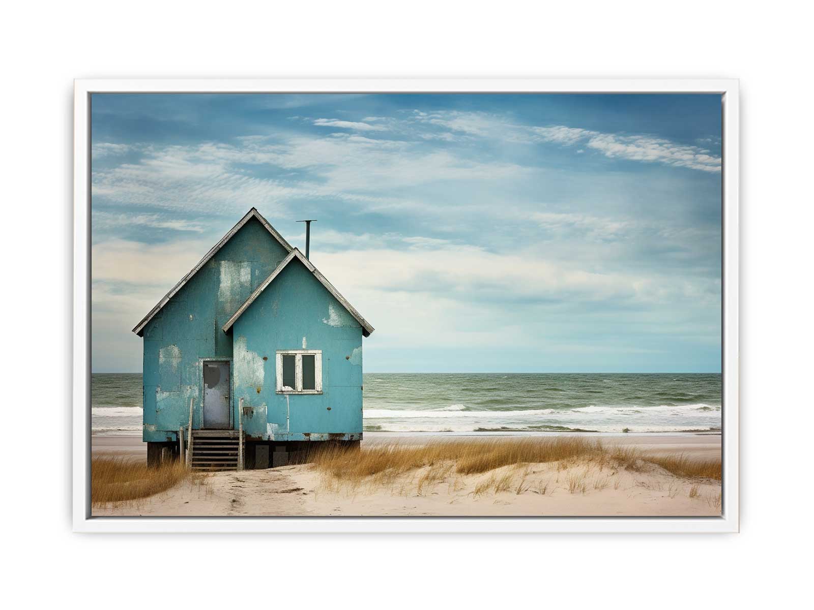 Bluehouse At The Beach Canvas Print