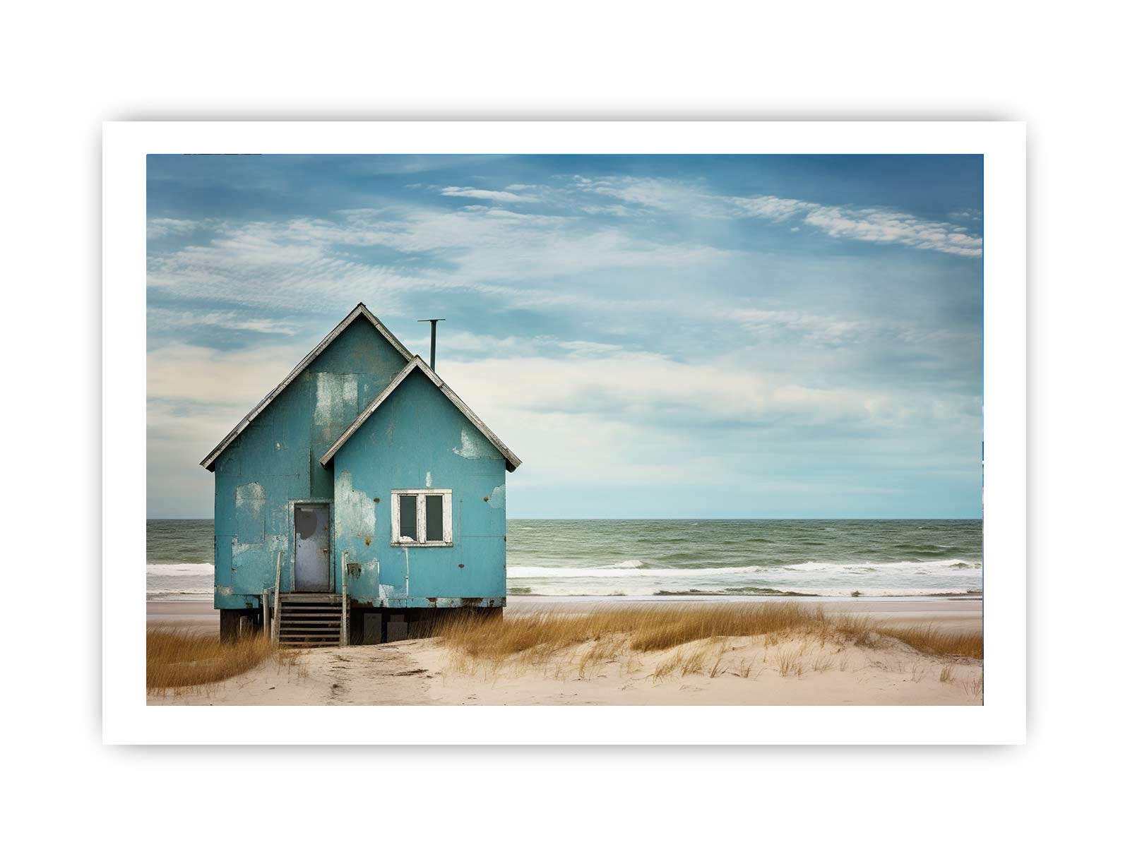 Bluehouse At The Beach Canvas Print