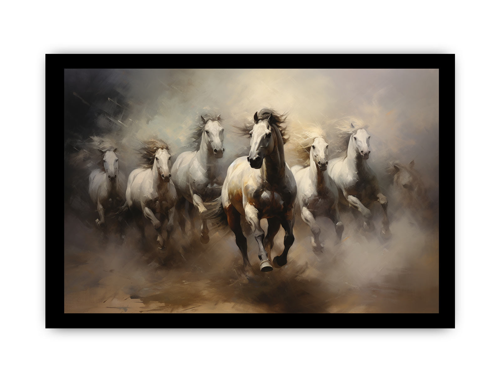 Lucky Seven Horses  Painting Canvas Print