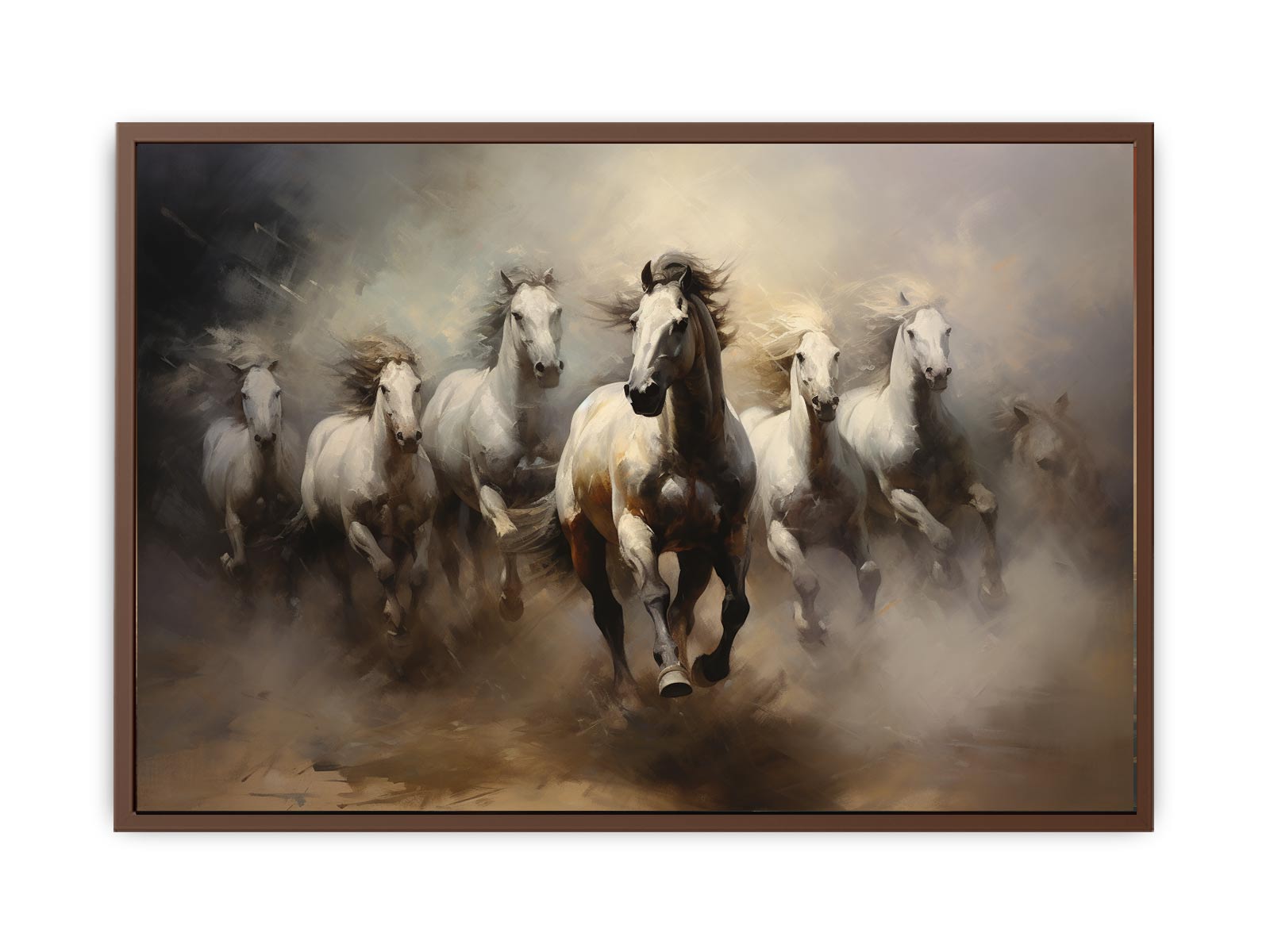 Lucky Seven Horses  Painting Canvas Print