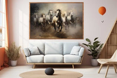 Lucky Seven Horses  Painting Canvas Print