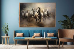 Lucky Seven Horses  Painting Canvas Print
