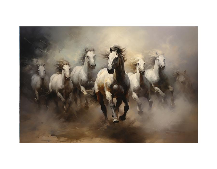 Lucky Seven Horses  Painting Canvas Print