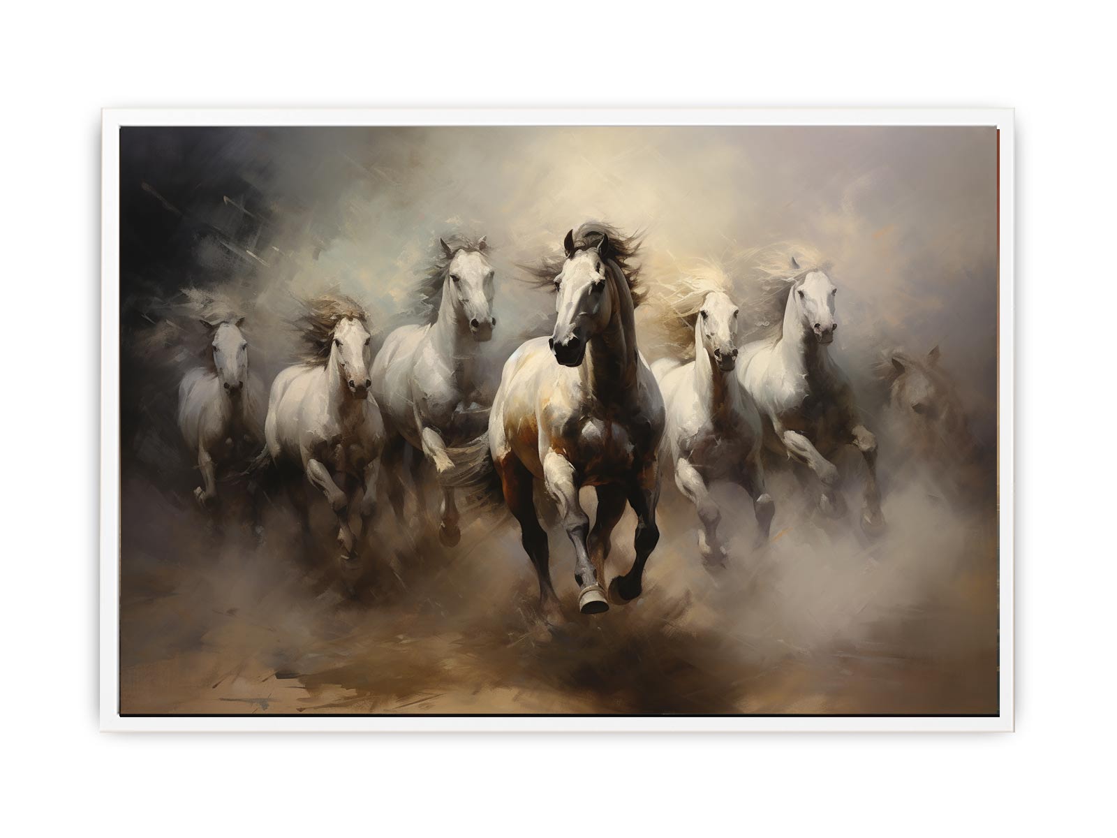 Lucky Seven Horses  Painting Canvas Print