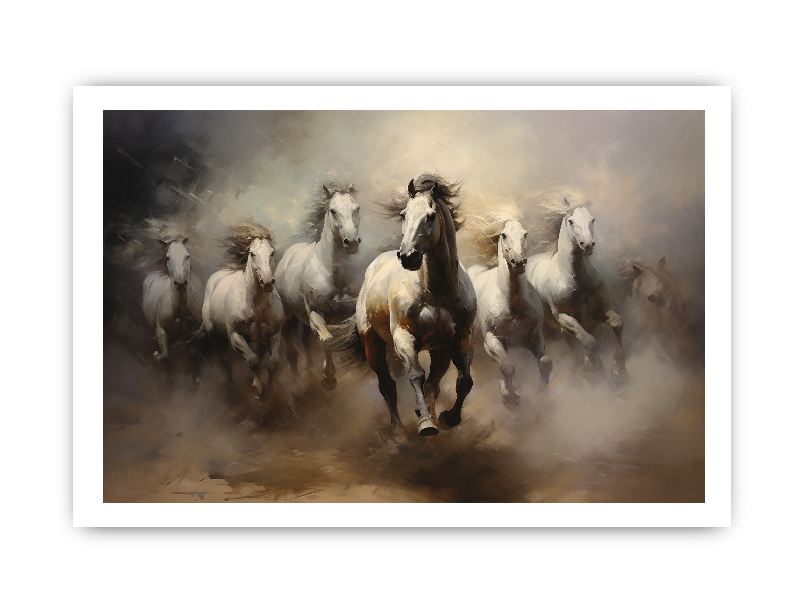 Lucky Seven Horses  Painting Canvas Print