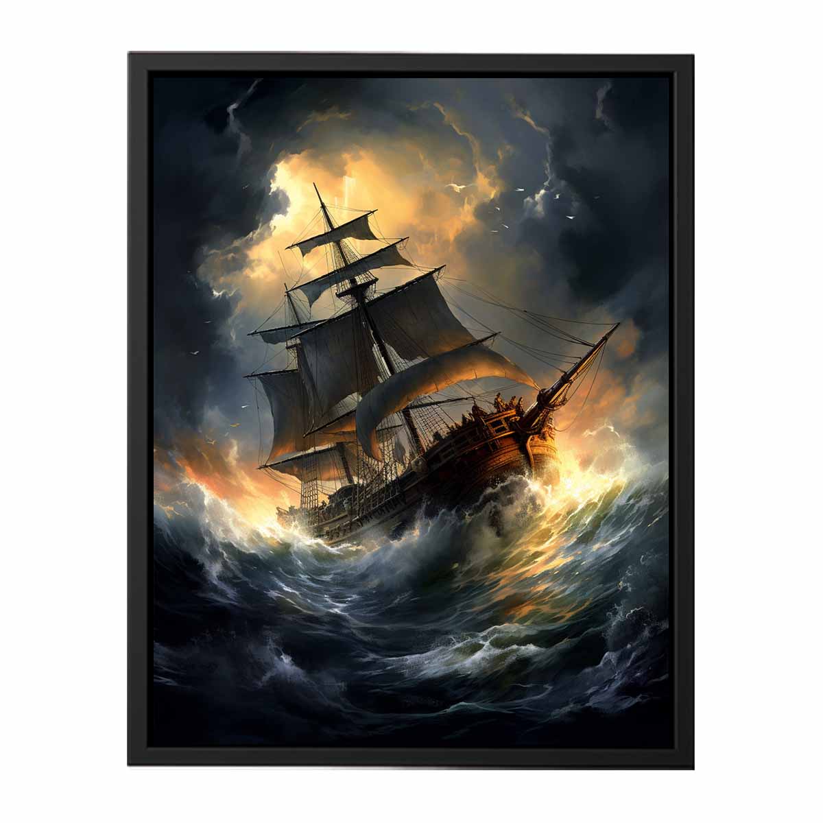 Ship In Storm  Canvas Painting Print