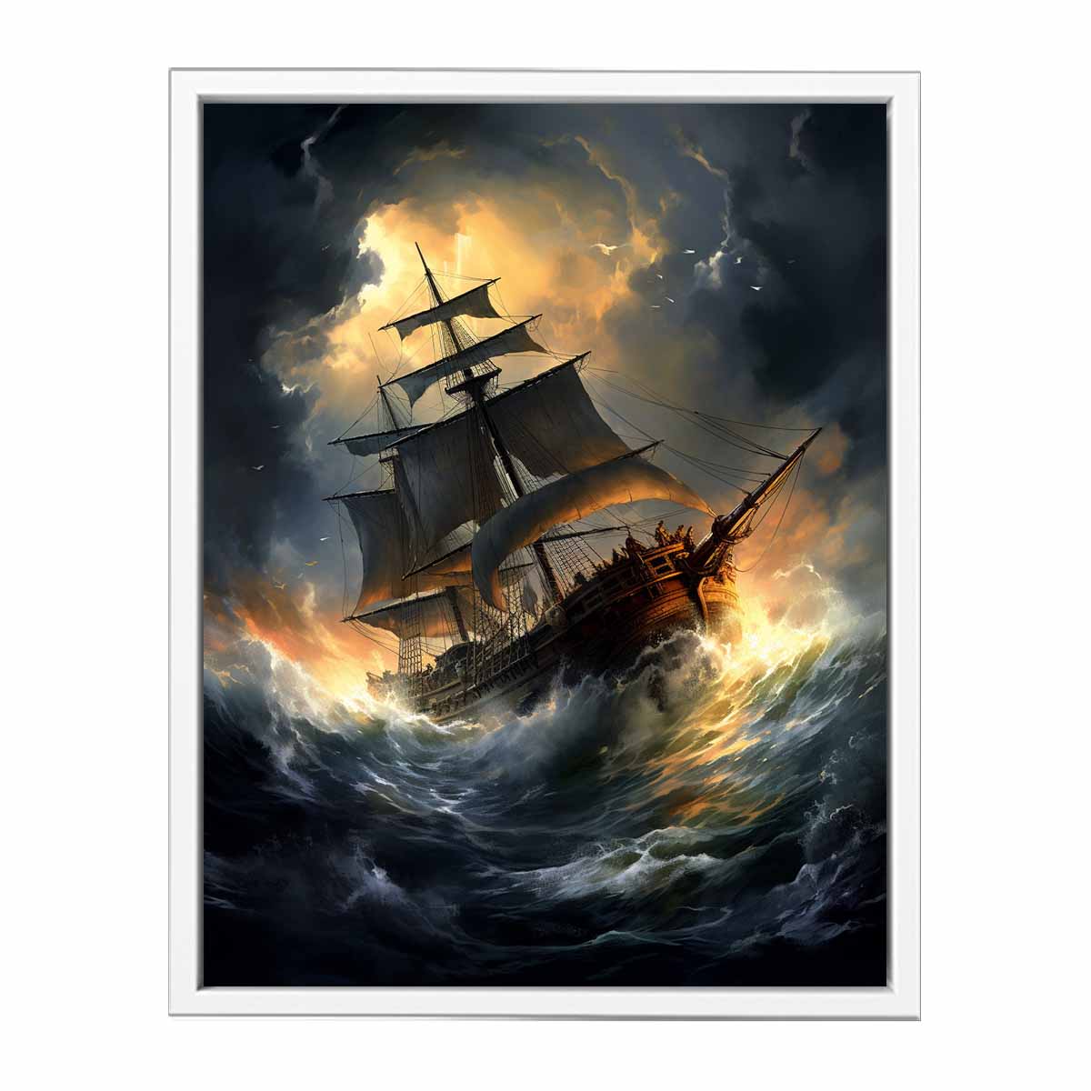 Ship In Storm  Canvas Painting Print