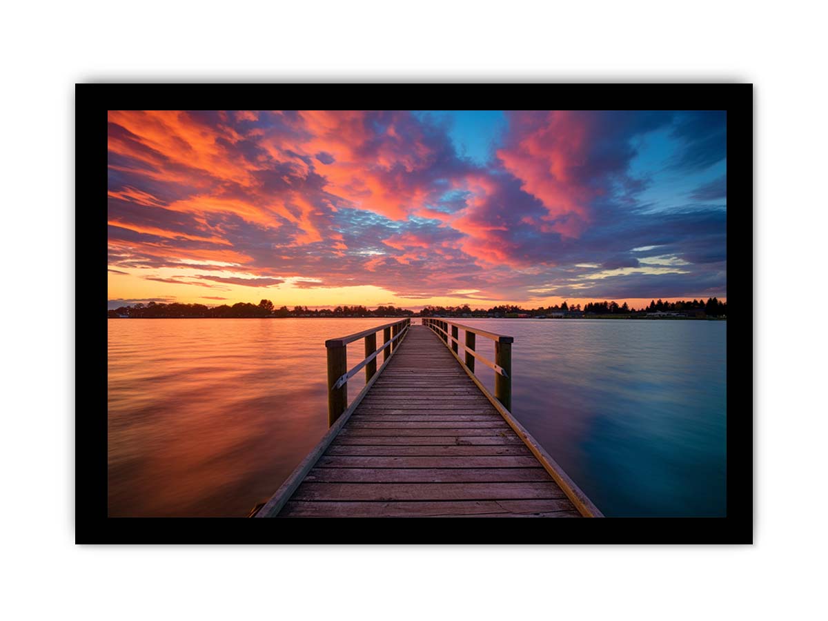 Jetty Sunset Art Canvas Print
