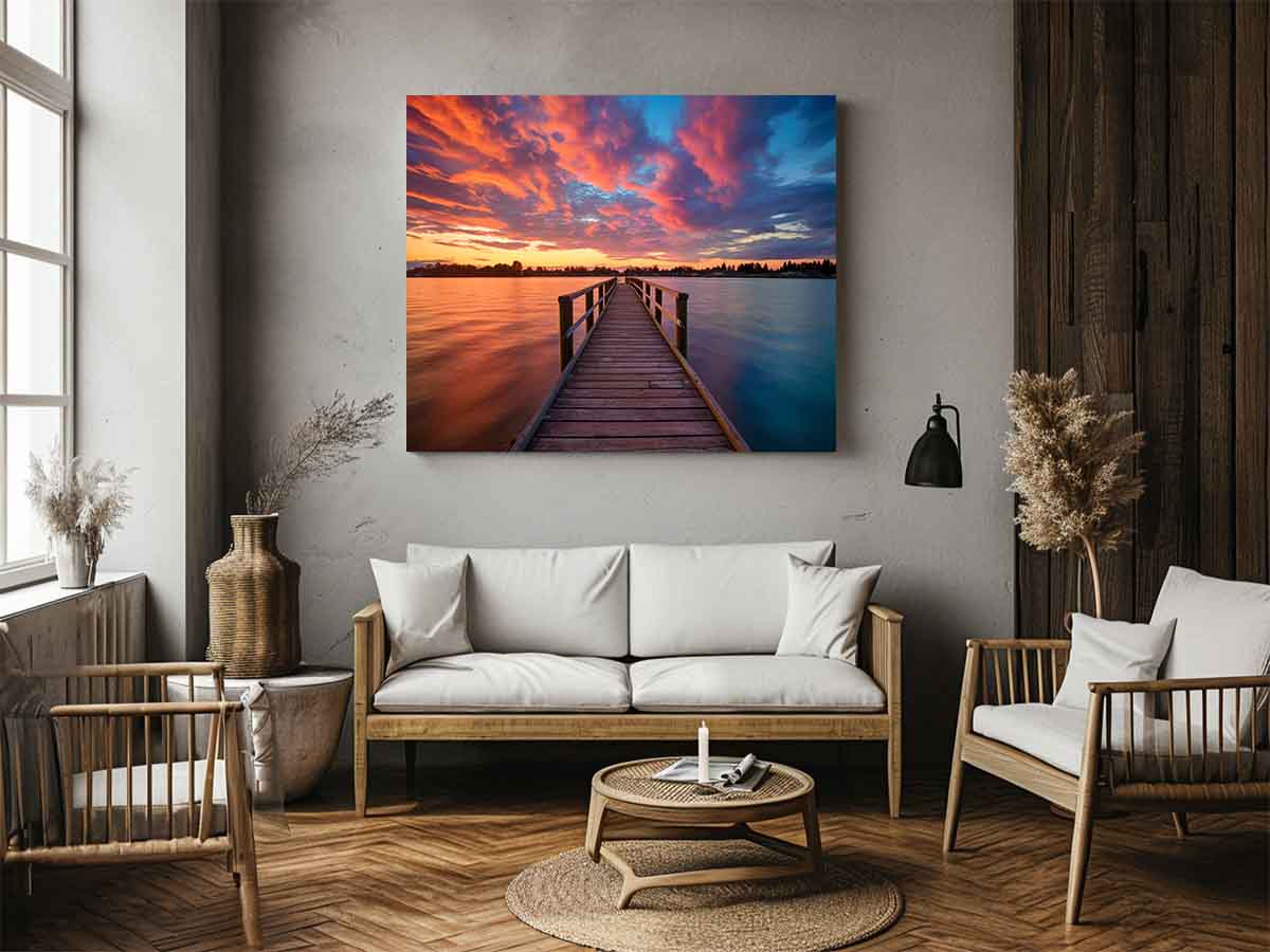 Jetty Sunset Art Canvas Print