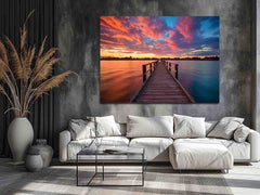Jetty Sunset Art Canvas Print