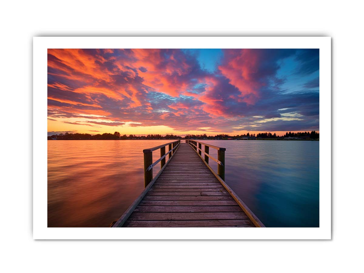 Jetty Sunset Art Canvas Print