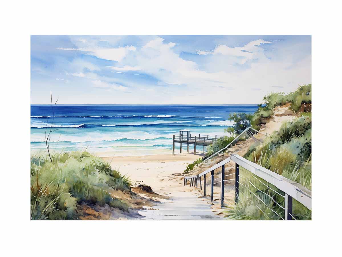 Beach Path Artwork Canvas Painting Print