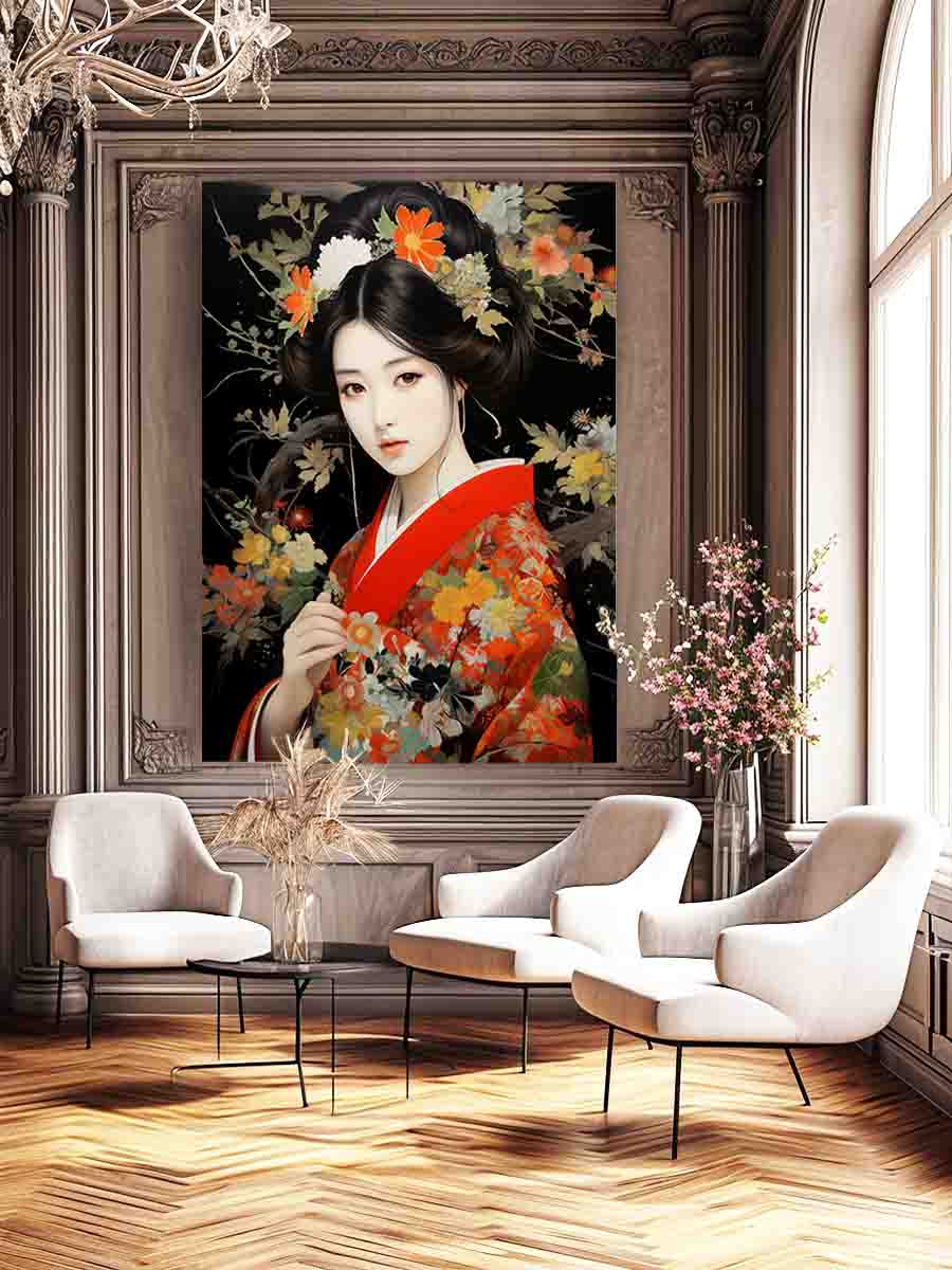 Japanese Beauty Woman  Art Canvas Print