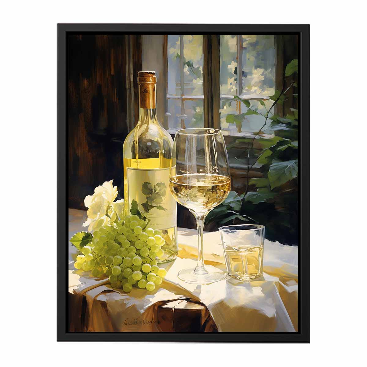 White Wine Art Canvas Print