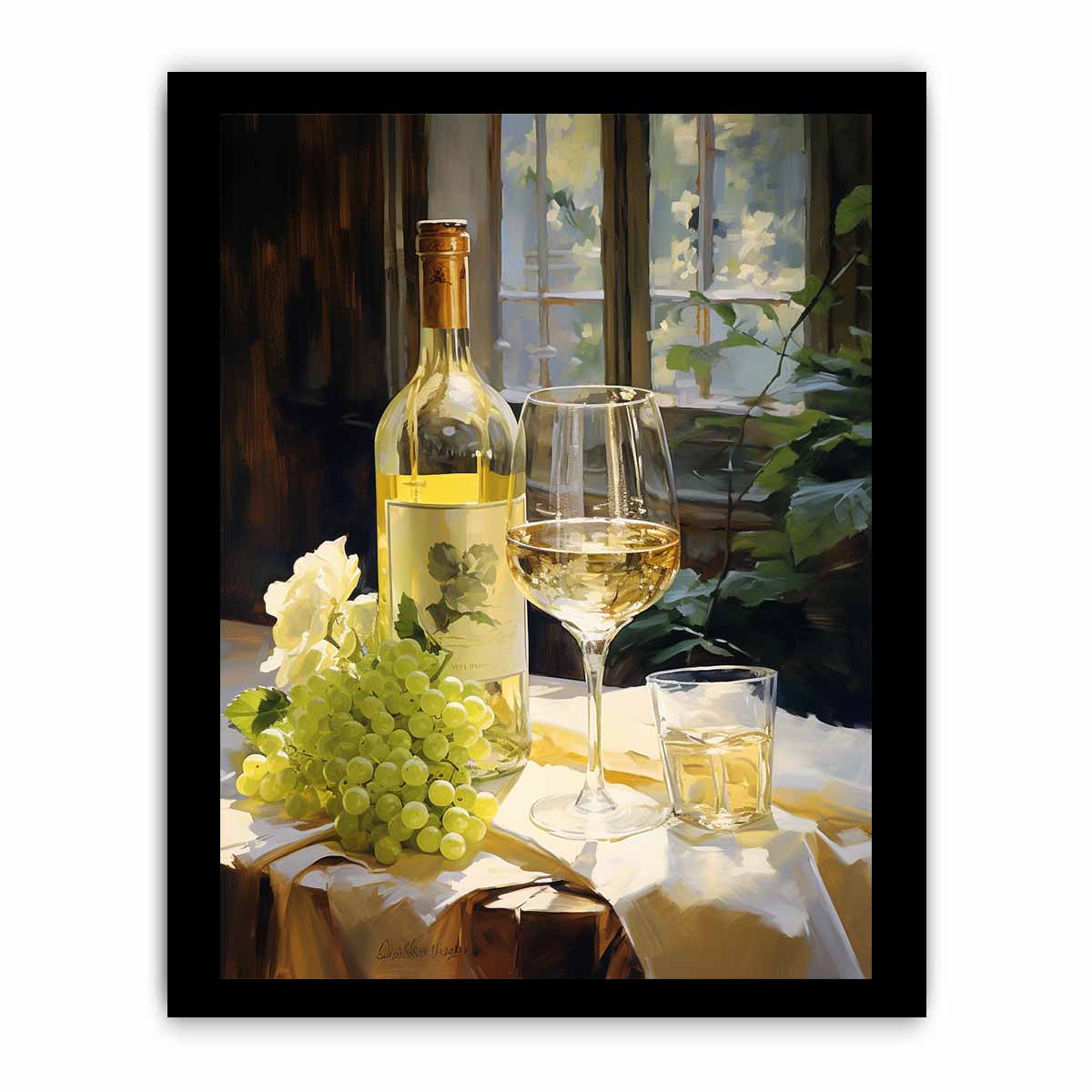 White Wine Art Canvas Print