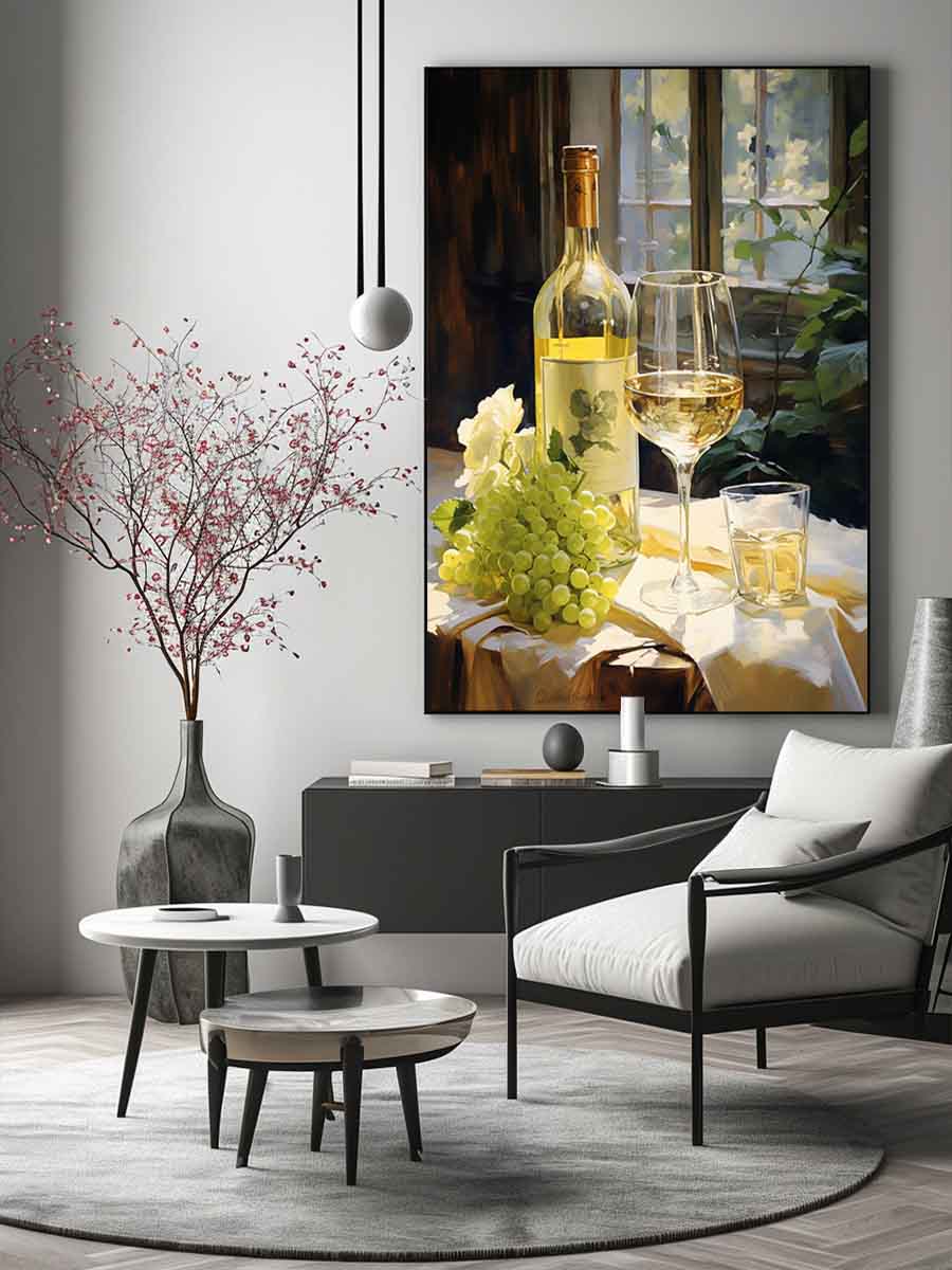 White Wine Art Canvas Print