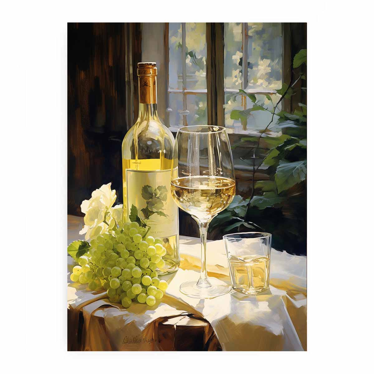 White Wine Art Canvas Print
