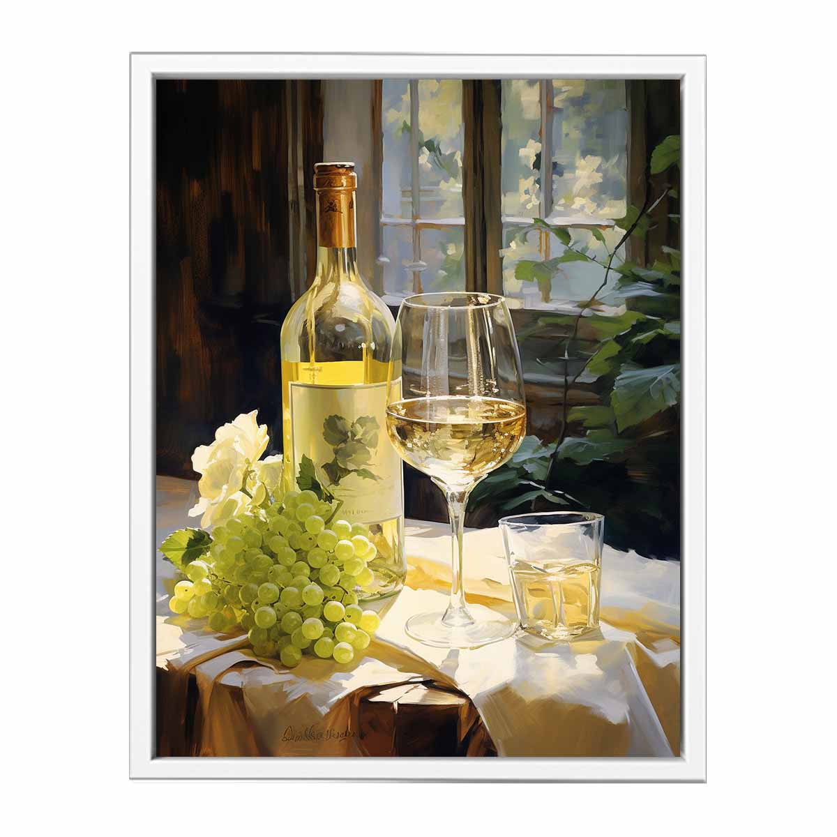 White Wine Art Canvas Print