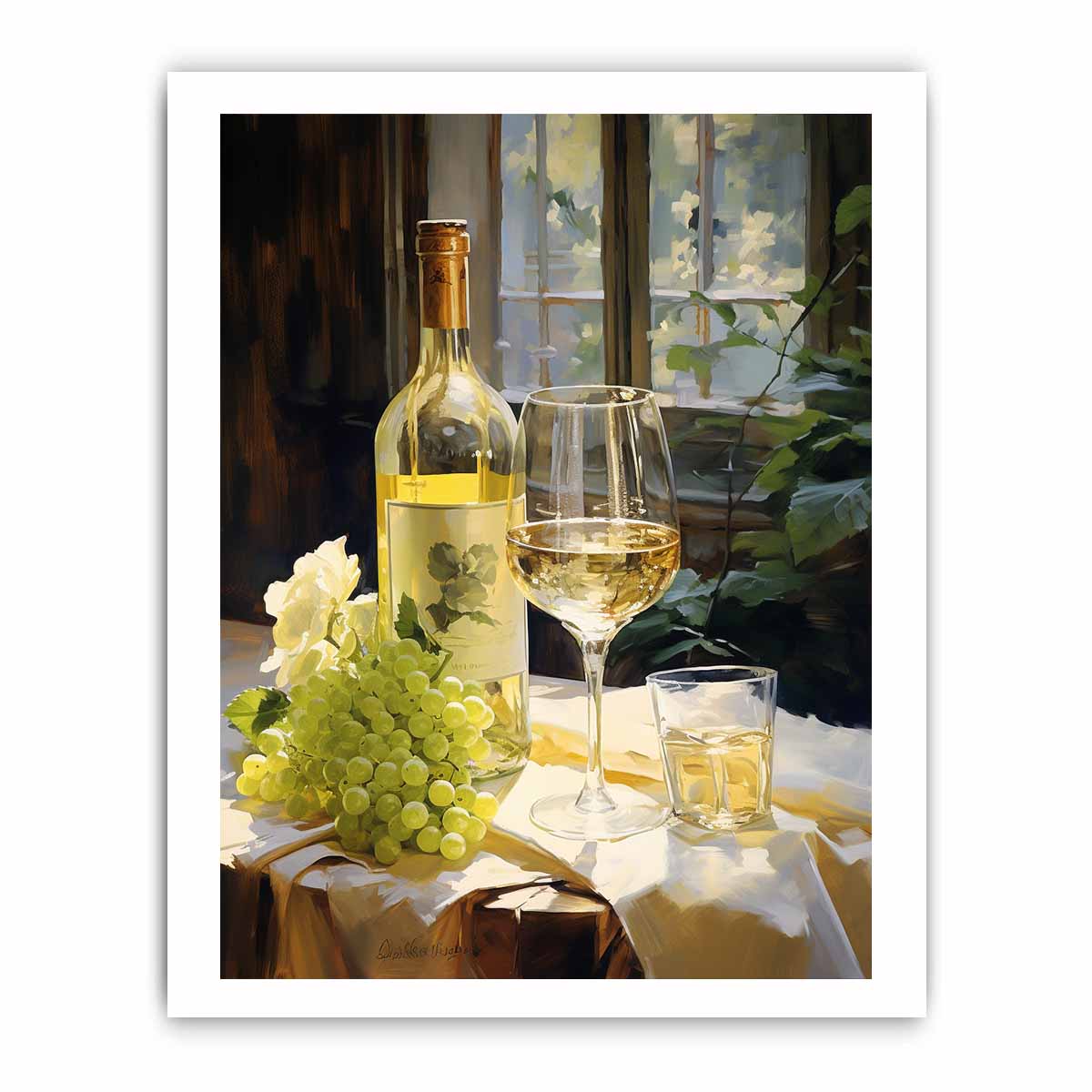 White Wine Art Canvas Print