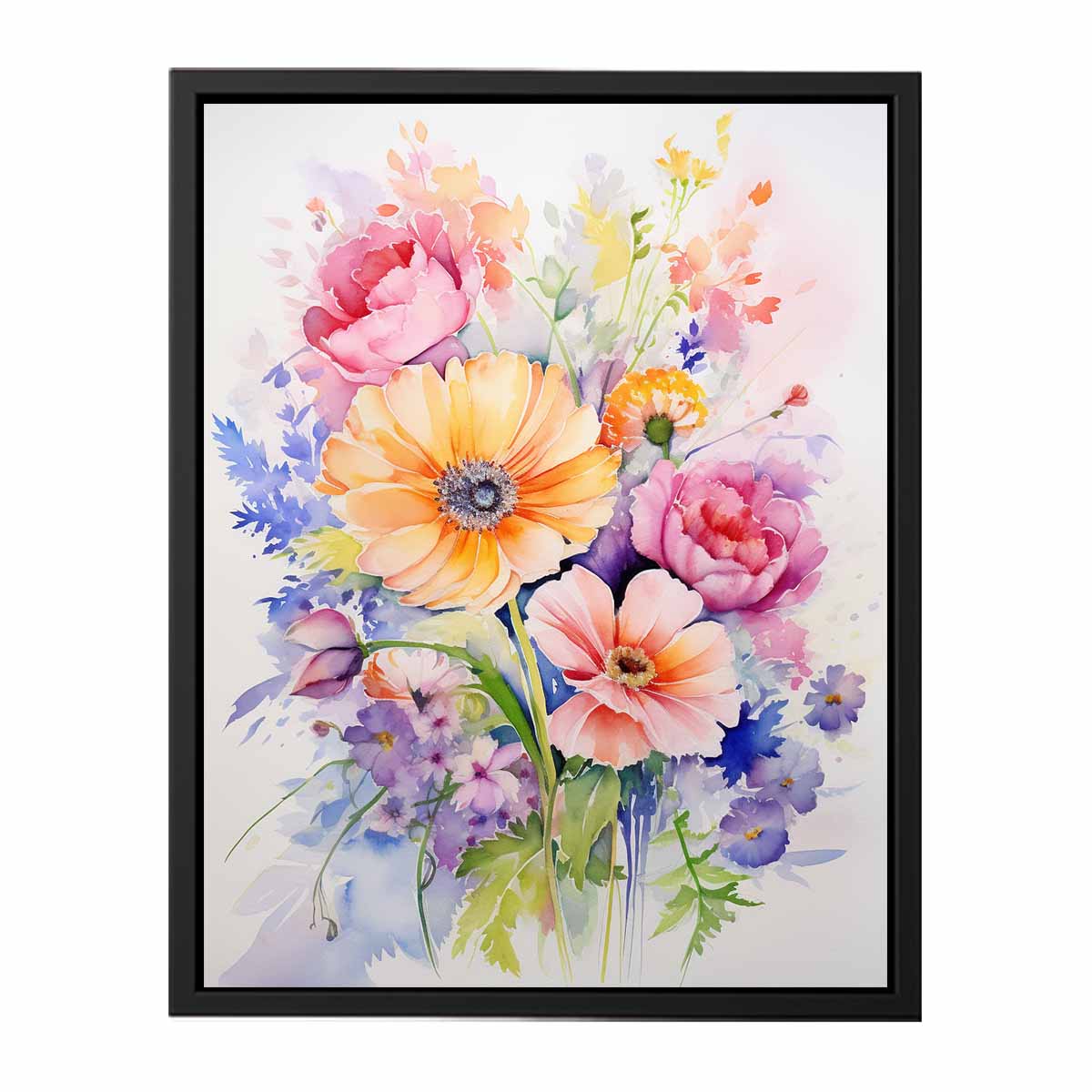 Watercolor Flowers  painting Canvas Print
