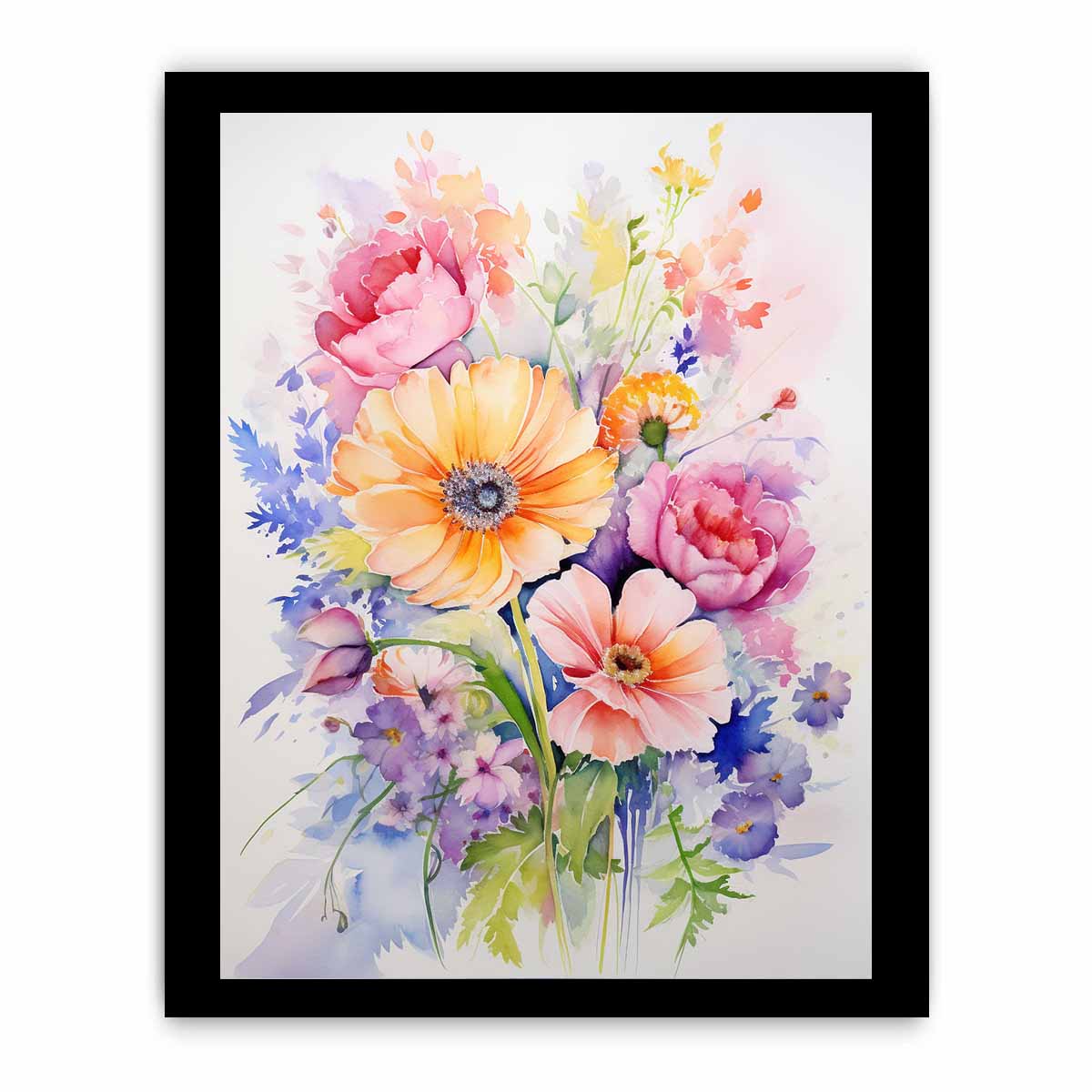 Watercolor Flowers  painting Canvas Print