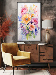 Watercolor Flowers  painting Canvas Print