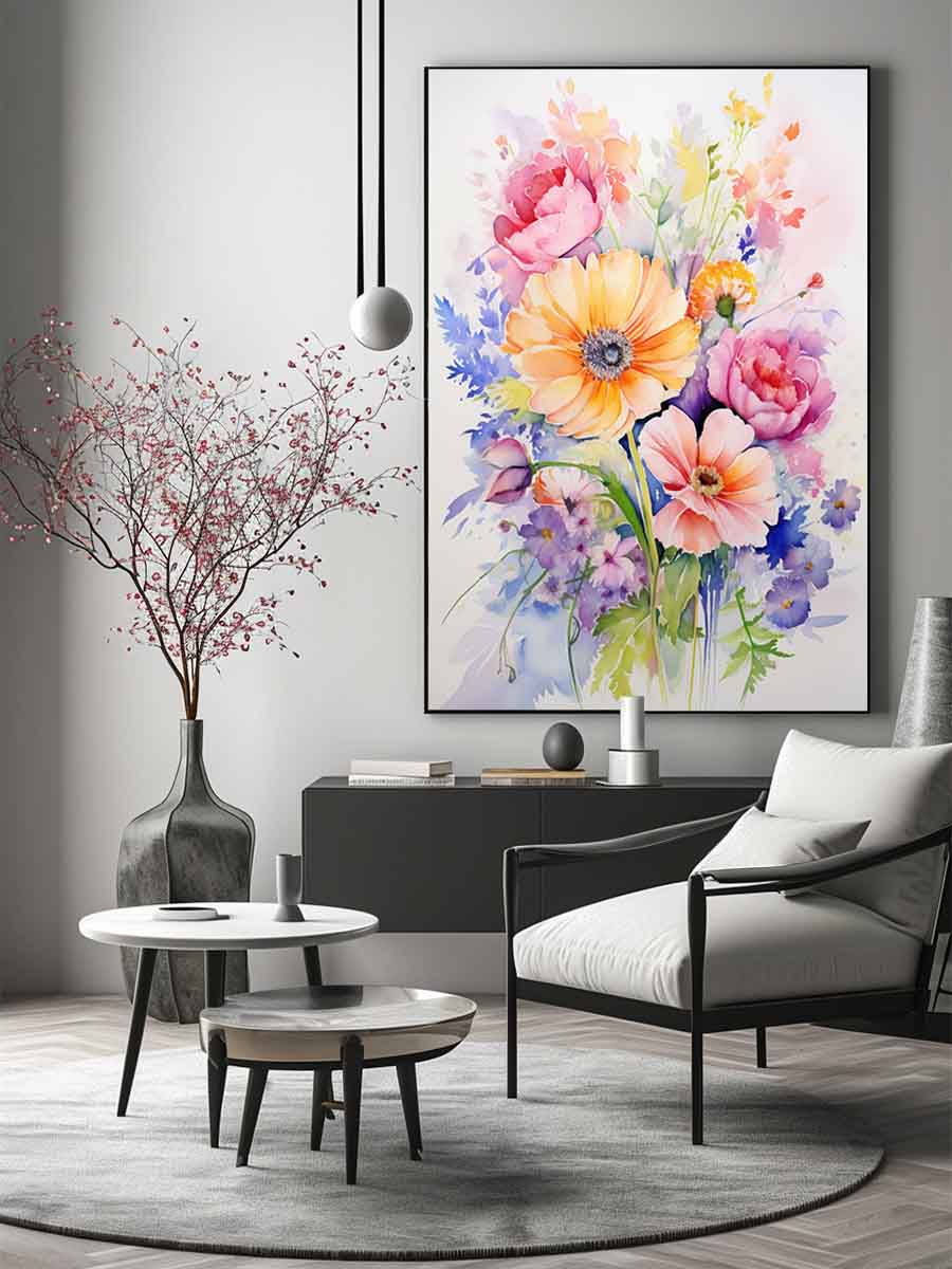 Watercolor Flowers  painting Canvas Print