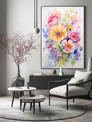 Watercolor Flowers  painting Canvas Print