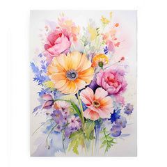 Watercolor Flowers  painting Canvas Print