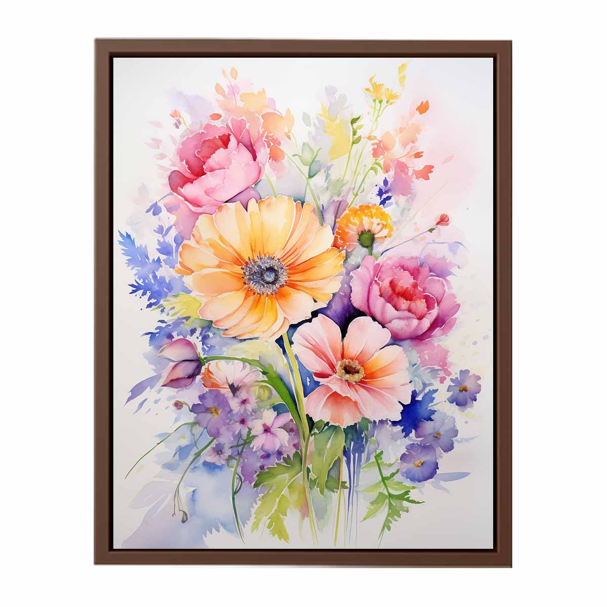 Watercolor Flowers  painting Canvas Print