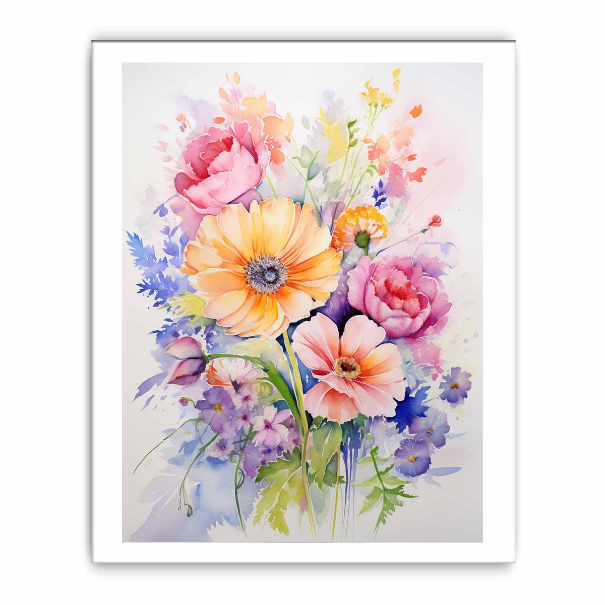 Watercolor Flowers  painting Canvas Print
