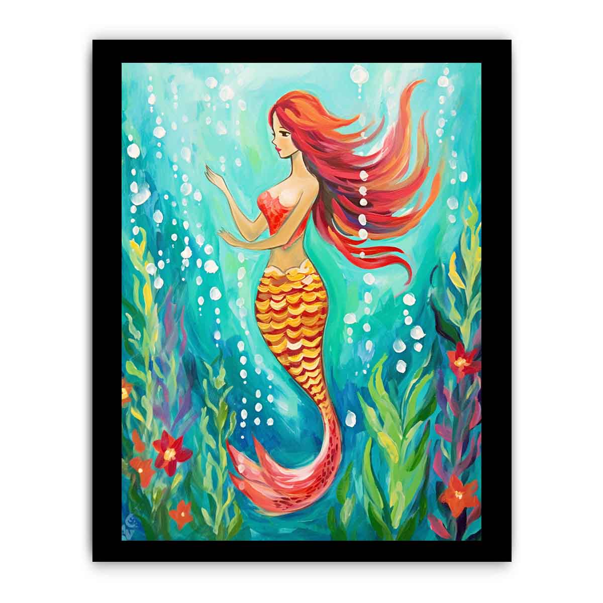 Underwater Mermaid  Canvas Painting  Print