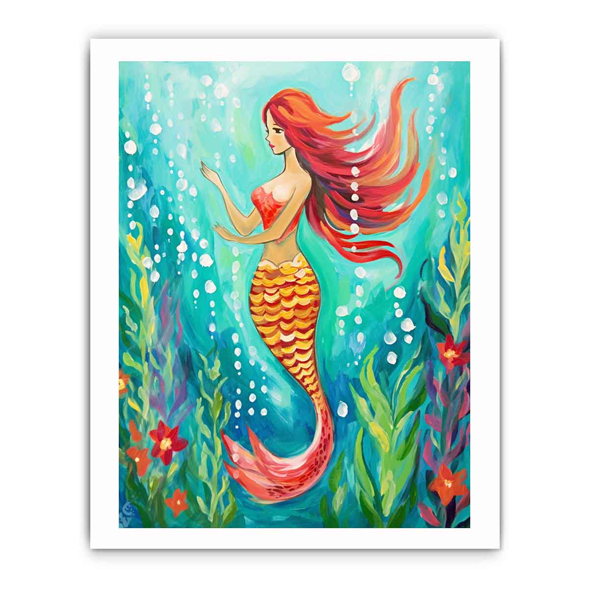 Underwater Mermaid  Canvas Painting  Print