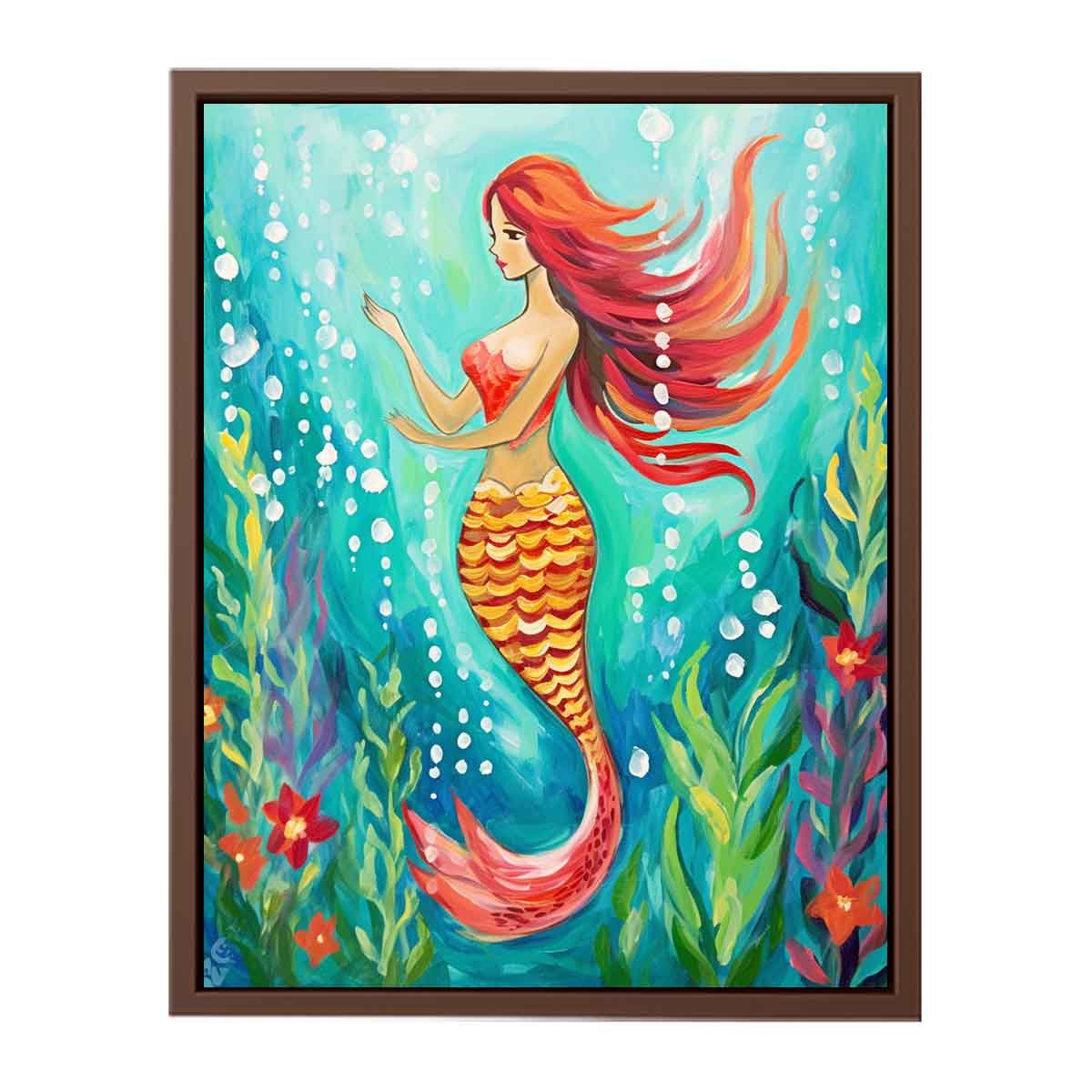 Underwater Mermaid  Canvas Painting  Print