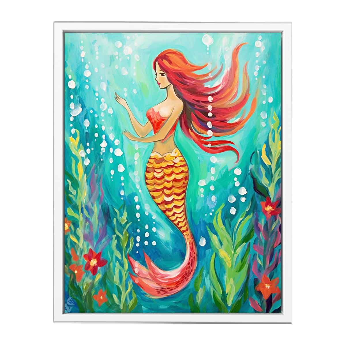 Underwater Mermaid  Canvas Painting  Print