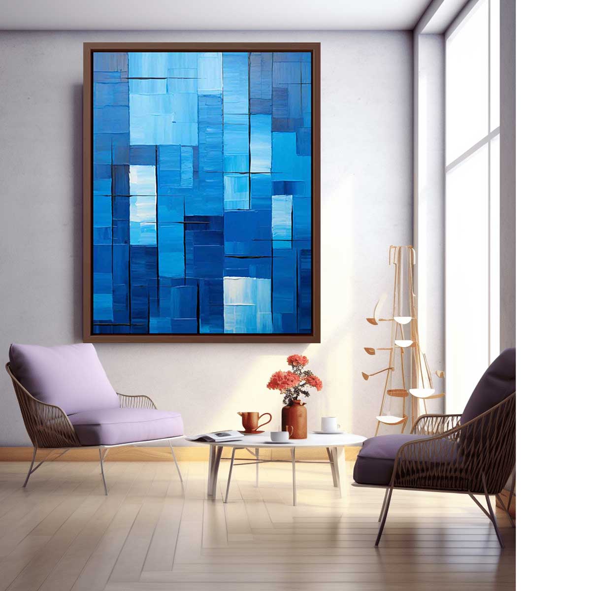 High End Modern Blue Art  Canvas painting  Print