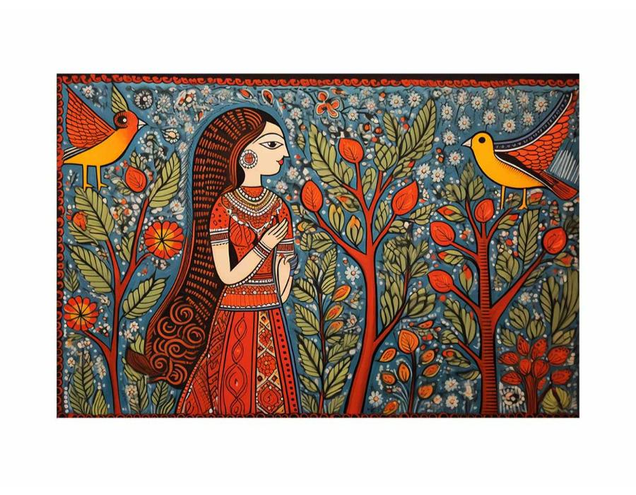 Madhubani Brids  Canvas Print