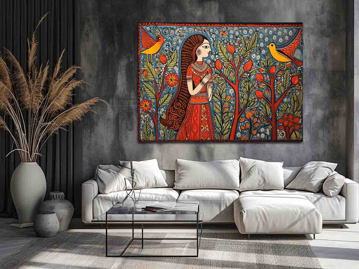 Madhubani Brids  Canvas Print