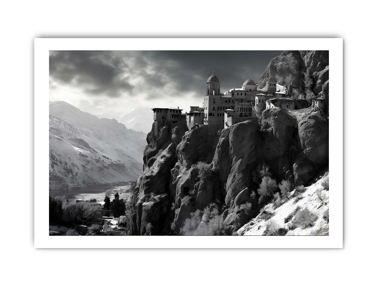 Meteoron Monast Grey Art Photography  Canvas Print