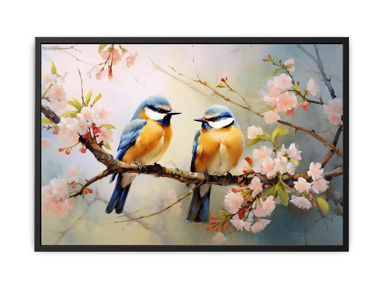 Bird Branches Art Painting Canvas Print
