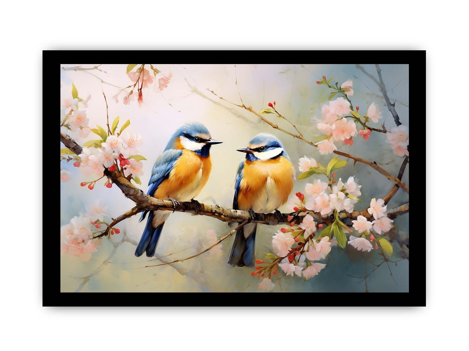 Bird Branches Art Painting Canvas Print