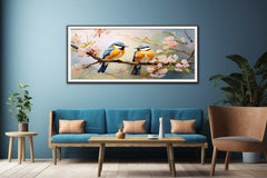 Bird Branches Art Painting Canvas Print