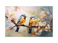 Bird Branches Art Painting Canvas Print