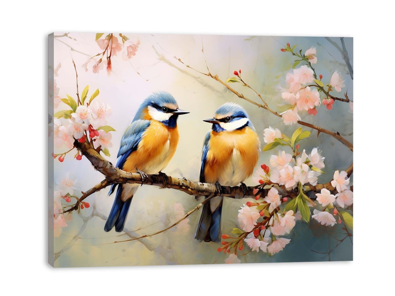 Bird Branches Art Painting Canvas Print