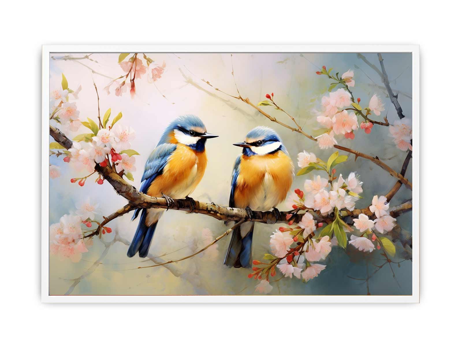 Bird Branches Art Painting Canvas Print