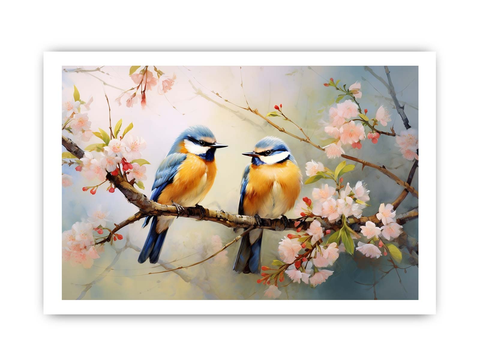 Bird Branches Art Painting Canvas Print