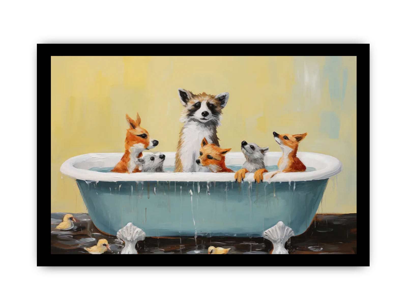 Animal Bathing Tub Modern Art Painting Canvas Print