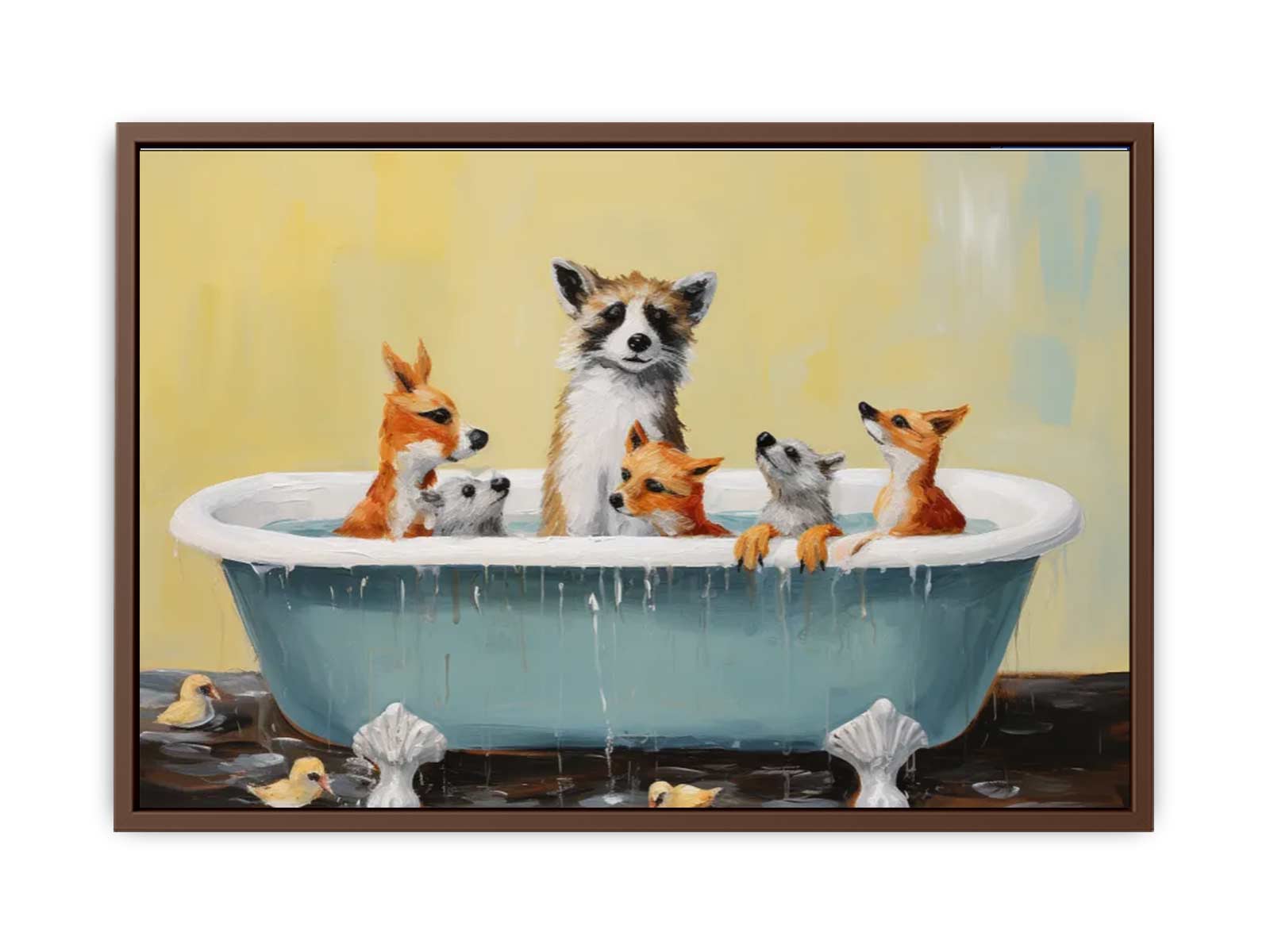 Animal Bathing Tub Modern Art Painting Canvas Print